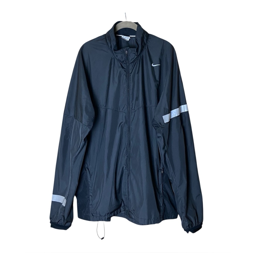 Nike Lightweight Windbreaker Hooded Running Jacket Mens XXL Black Vintage Y2K